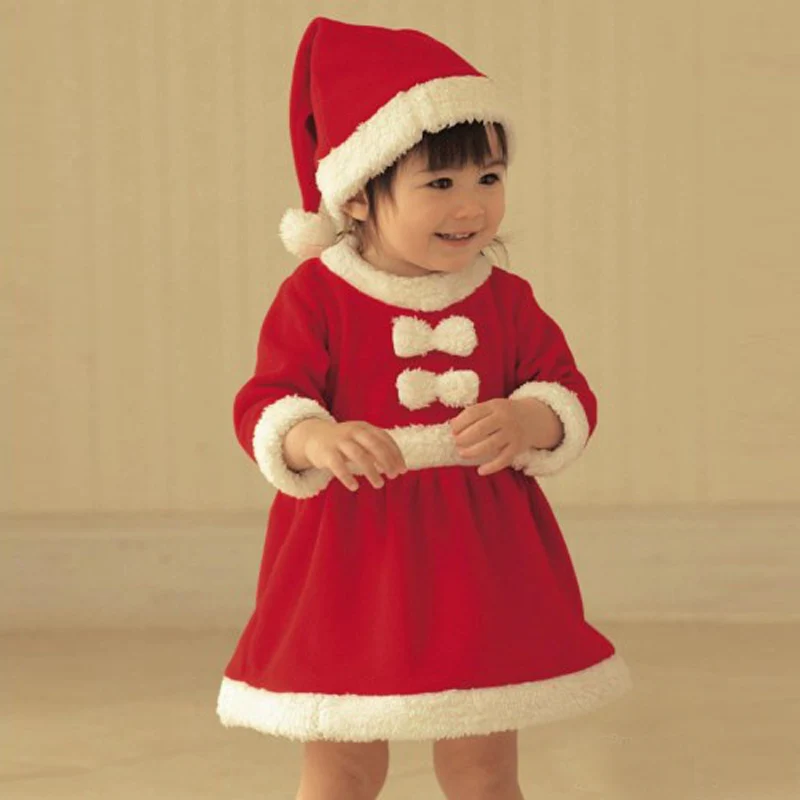 Girls Santa Claus costume performance dress with hood two-piece suit