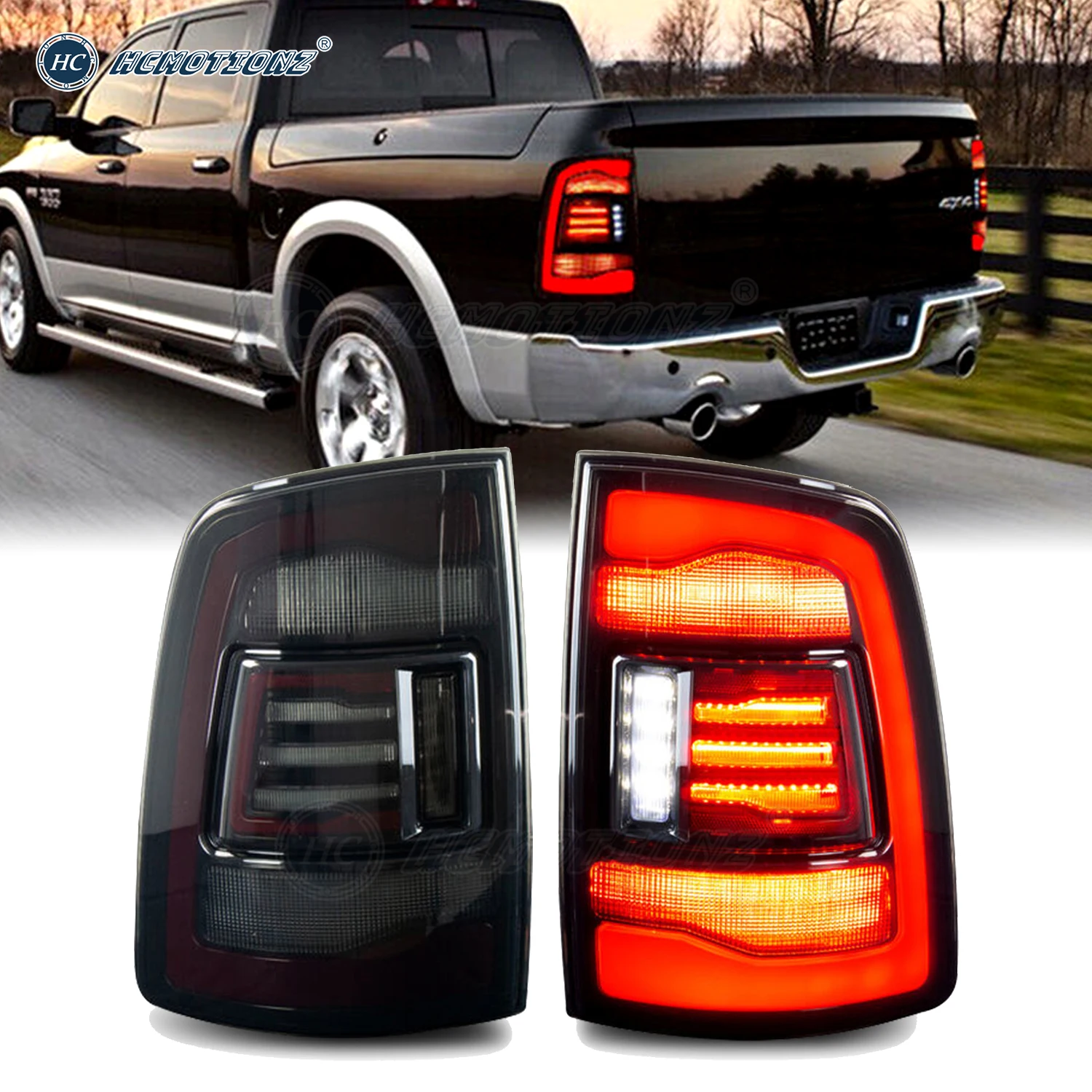 

HCMOTIONZ Car Tail Lights For Dodge Ram 2009-2018 RGB Animation Sequential DRL LED Back Rear Lamps Assembly Accessories