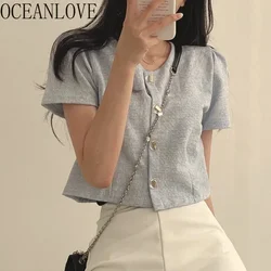 OCEANLOVE Kurze Blazer für Frauen Solide Frühling Sommer Koreanische Chic Süße Chaqueta Mujer Ins Mode Elegante Blazer Mujer