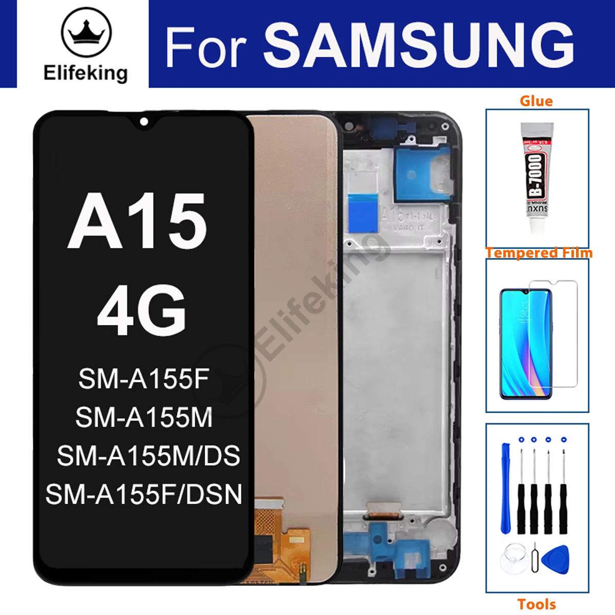 

ЖК-дисплей A15 4G для Samsung A155 A155F A156 A156B, дисплей с сенсорным экраном и дигитайзером в сборе, замена, новая сенсорная панель 6,5 дюйма