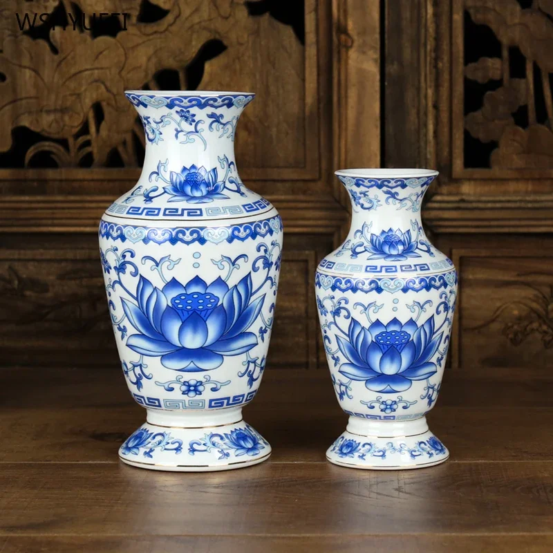 Blue and white porcelain vase Ceramic vase Buddha Hall Flower Arrangement Water Purifier Bottle Guanyin Bottle Worship to Buddha