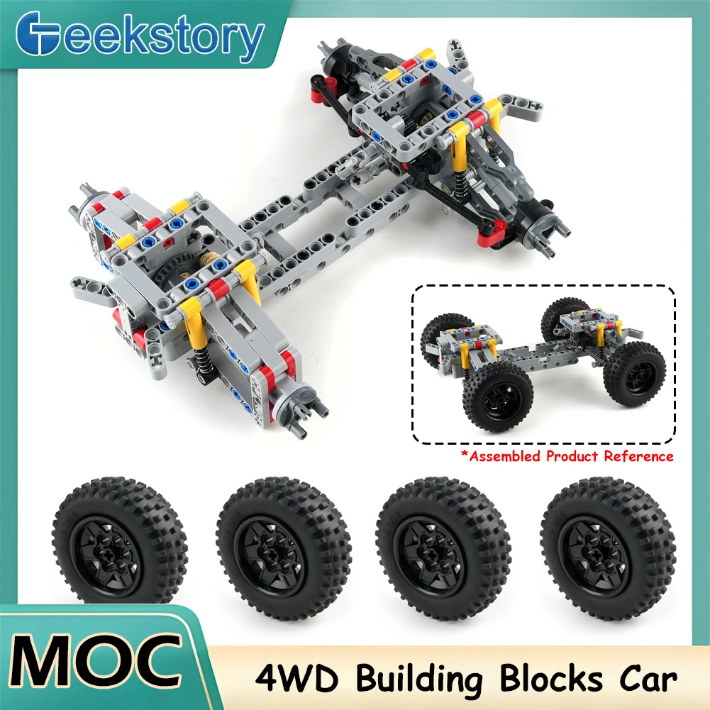 MOC 4WD Baustein-Chassis mit unabhängiger Aufhängung, Differential-Lenkachse, Bausteine, Tech-Auto für 69909/56908