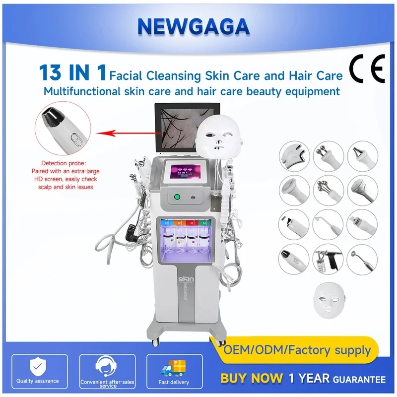 Professional hydrodermabrasion machine 13 in 1 water oxygen jet peel facial machine for deep cleaning