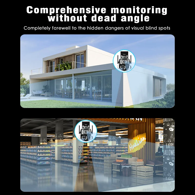 WIFI Dual-lens Camera 4MP Monitor 3D Positioning Smart Phone Remote Tracking Night Vision Home Security CCTV Surveillance