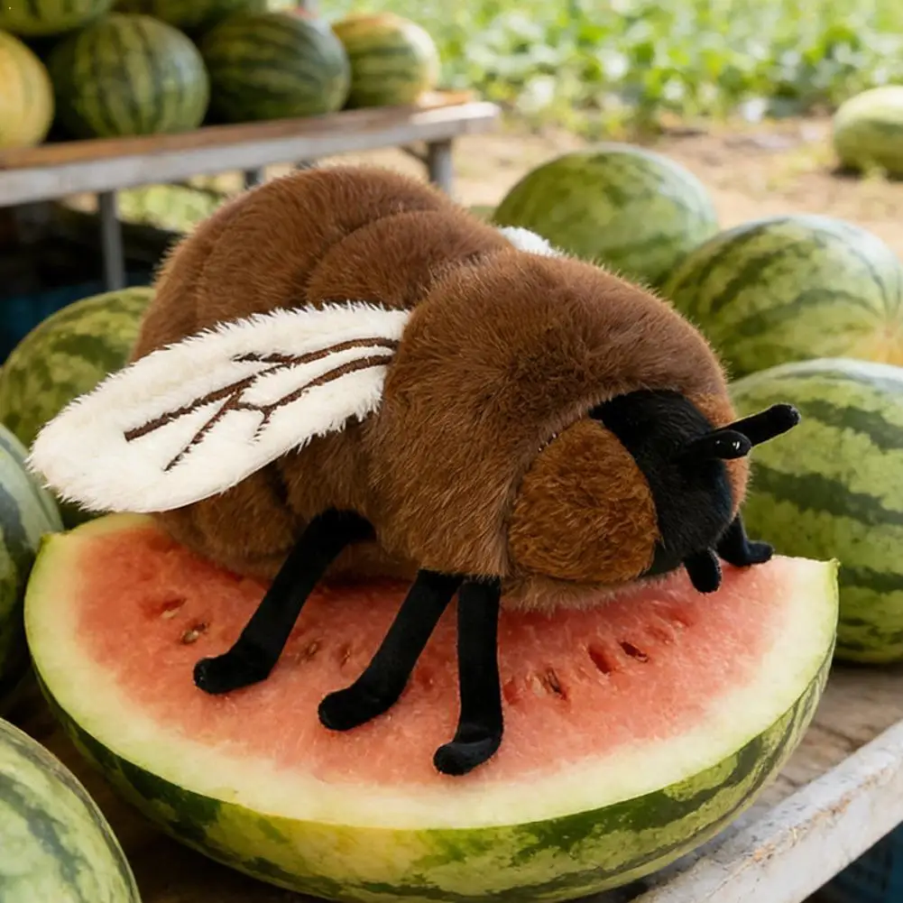 Realistic Fly Plush Toy Soft Stuffed Insect Animal Plush Novelty Cute Bug Stuffed Doll Stress Relief Desk Prank Toys Decor Gifts