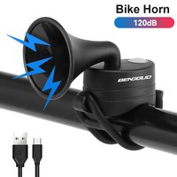 Bicycle Electronic Horn E-Bike Horn 120dB Loud Warning Sound USB Rechargeable IPX4 Waterproof Scooter Road Mountain Bike Bell