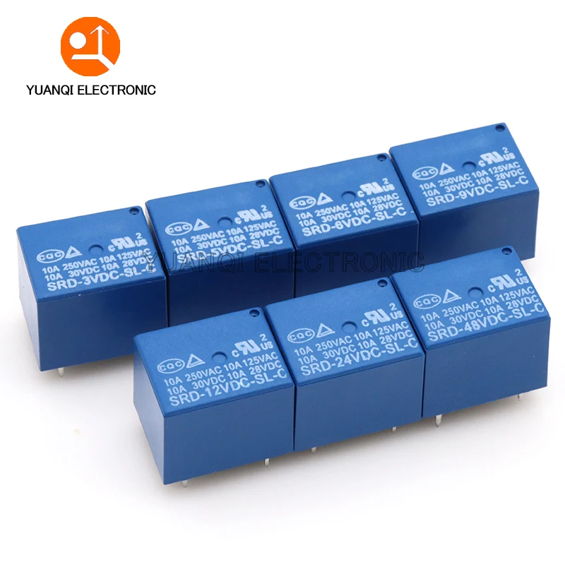 Relays SRD-03VDC-SL-C SRD-05VDC-SL-C SRD-06VDC-SL-C SRD-09VDC-SL-C SRD-12VDC-SL-C 3V 5V 6V 9V 12V 24V 48V 10A 250VAC 5PIN