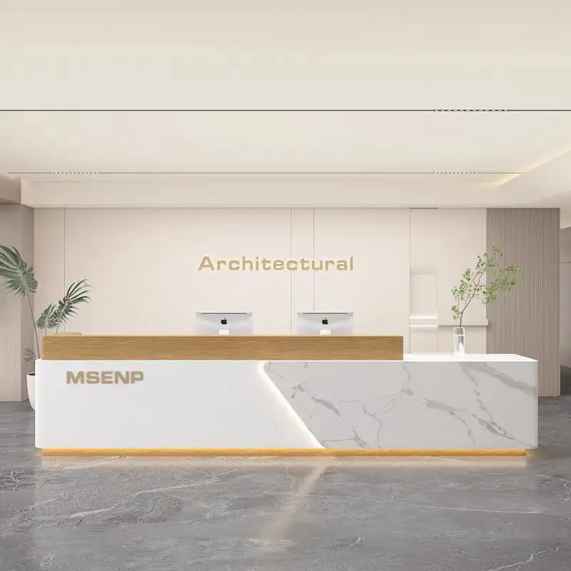 تصميم التخزين مكتب الاستقبال مكتب الاستقبال عيادة مكاتب الاستقبال التجارية الطويلة صالون تجميل أثاث الاستقبال Mostrador