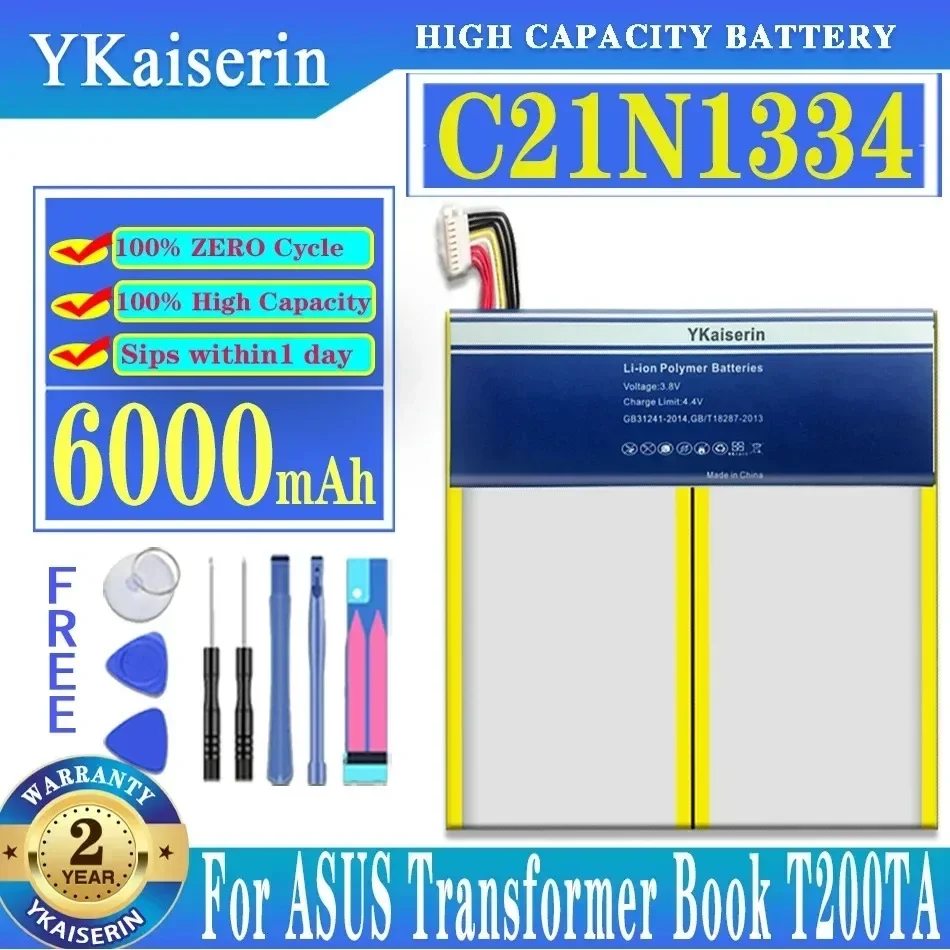 

YKaiserin C21N1334 6000mAh Battery For Asus Transformer Book T200TA,T200TA-1A,T200TA-1K,T200TA-1R,200TA-C1-BL Batteries + Tools