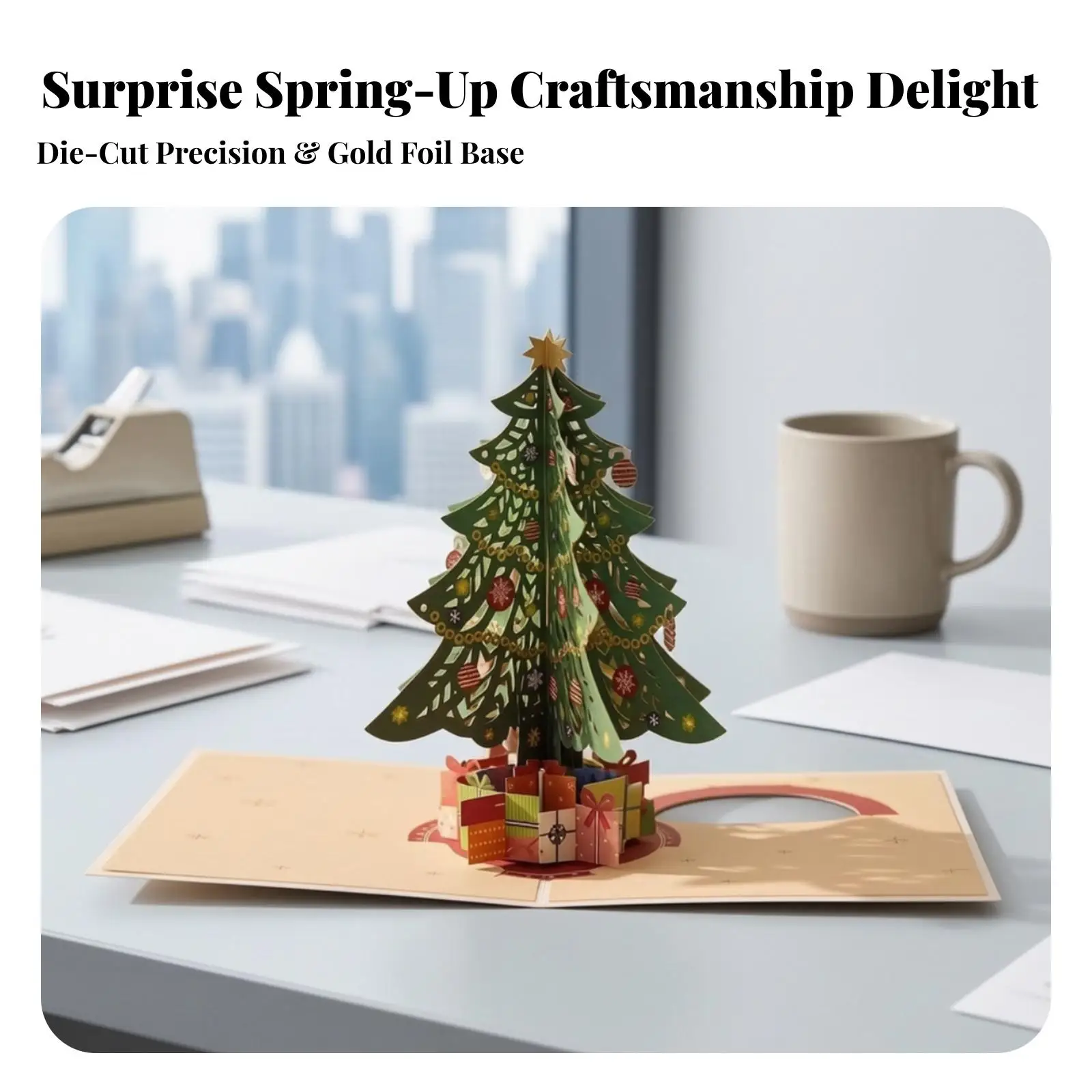 Greeting Card with Envelope for Gift Giving 3D Christmas Tree Design Paper Holiday Card