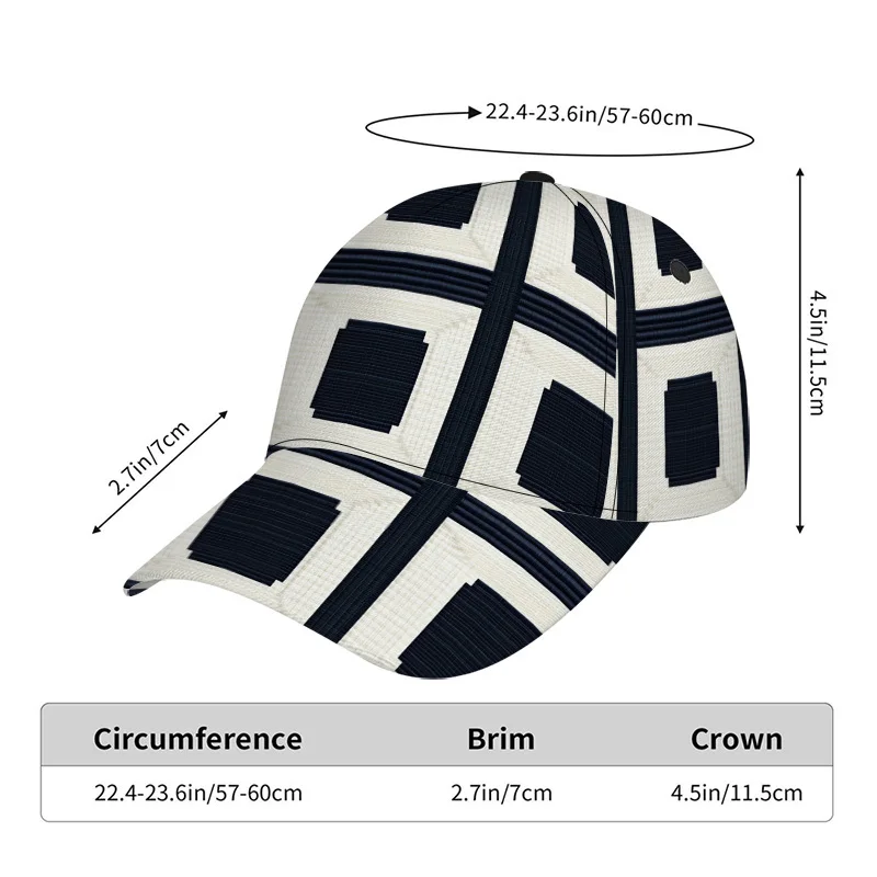 1pc Geometric Black and White Tiles Print Classic Baseball Cap Adjustable Structure, Unisex Versatile Style