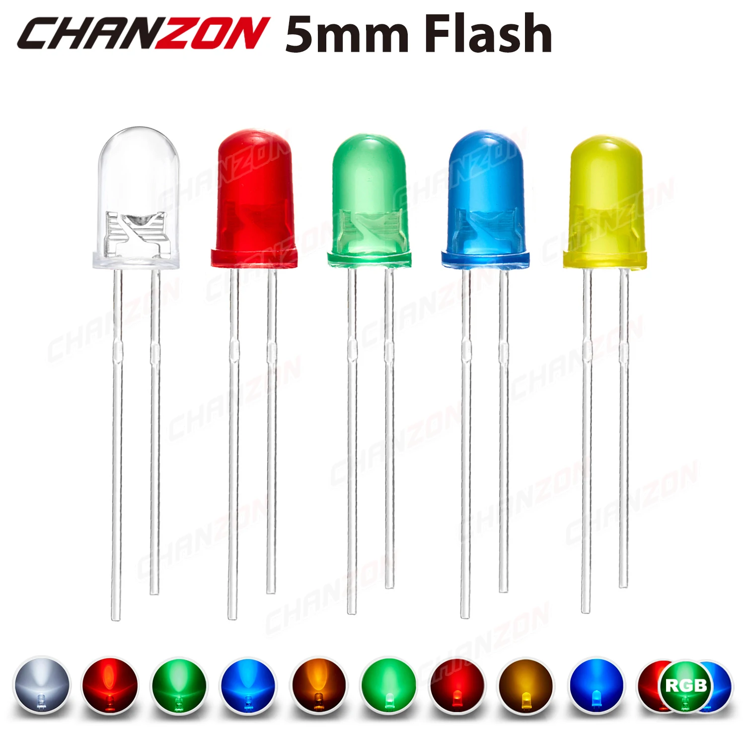 

100 Pcs 5mm Led Diode Flashing White Red Green Blue Yellow Rgb Fast Slow Flash Diffused Clear Color Changing Light Emitting Lamp