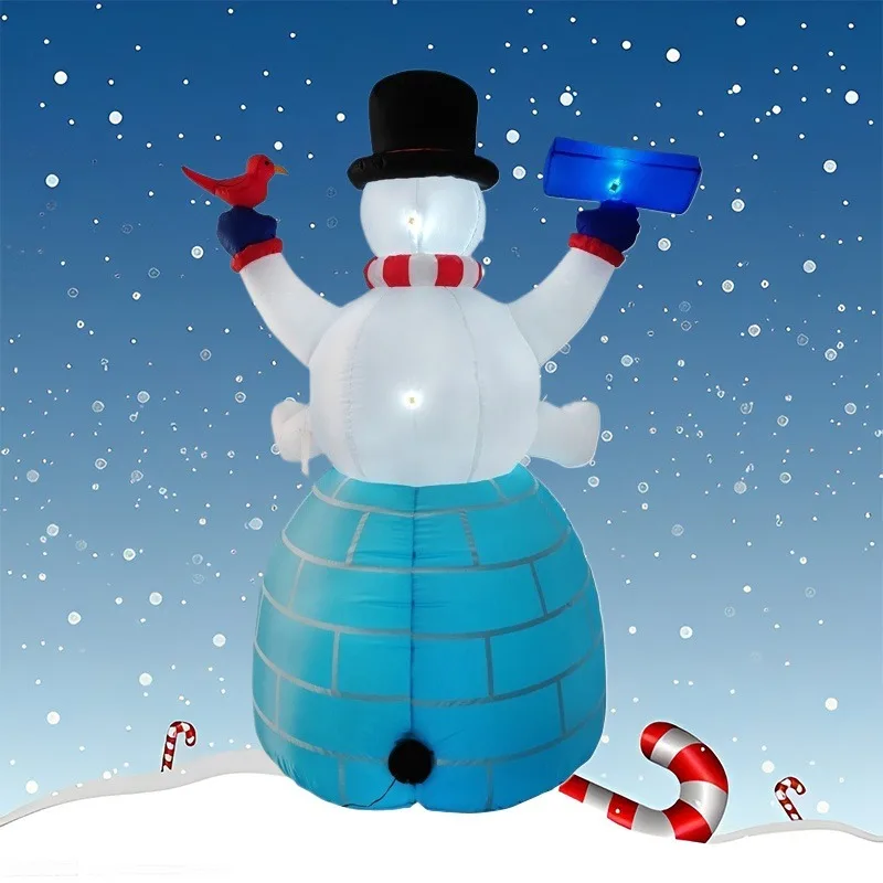 Inflatable Toy Sitting Snowman Penguin Christmas Inflatable Model Luminous Inflatable Model Christmas Atmosphere Decor Model