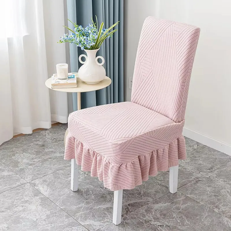 High-quality Home Elastic One-piece Chair Cover Simple Solid Color Dining Chair Protect Cover Lace Decor Universal Chair Cover