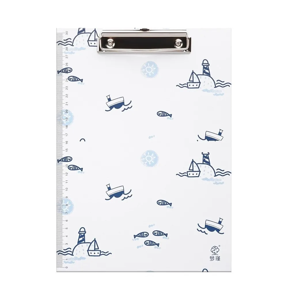 Durable With Side Ruler Clipboard Poetic Ocean Pattern Portable Writing Pad Folder A4 Clipboard School Office Supplies