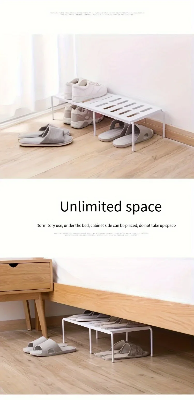 Verstellbares Schuhregal aus Kunststoff, mehrstufiger Aufbewahrungsorganisator, platzsparend, für Turnschuhe, Hausschuhe, Zuhause, Wohnheim, Schrank, Weiß, Grau, modern – Detail 4