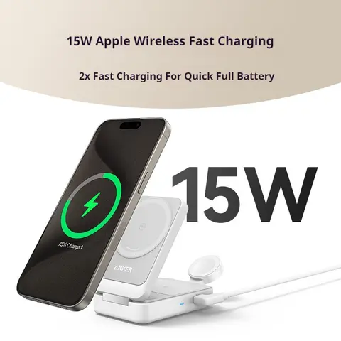 2025 एंकर मैगगो क्यूआई2 मैगसेफ चार्जर स्टैंड 15W मैग्नेटिक 3-इन-1 चार्जिंग स्टैंड फ़ास्ट चार्जर iPhone 16 15 प्रो मैक्स/एयरपॉड्स के लिए 8 best sales एंकर ट्व्स - №7