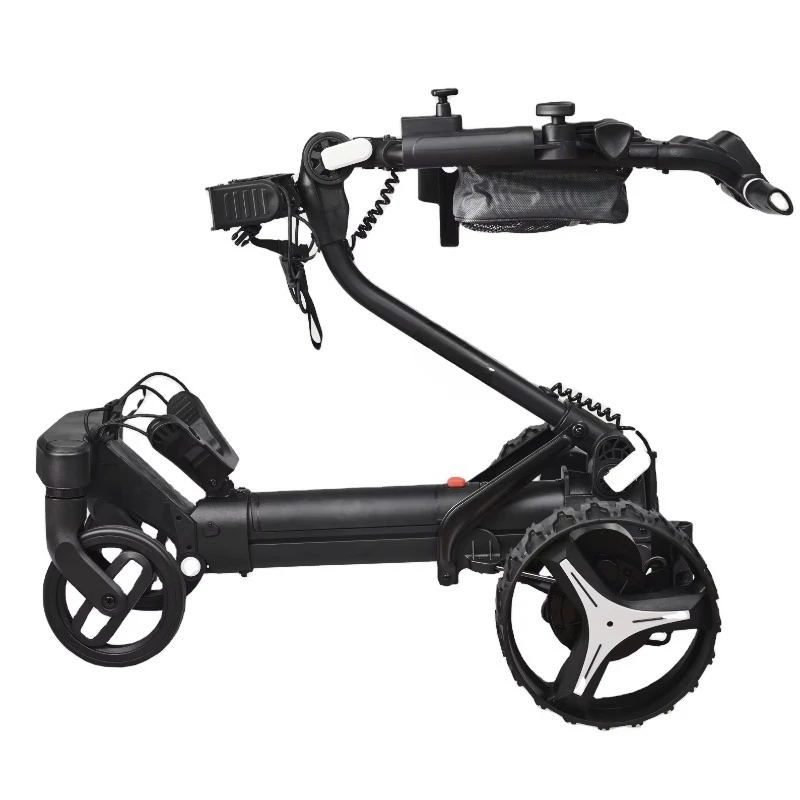 Golf electric cart with club with remote wheel and downhill control