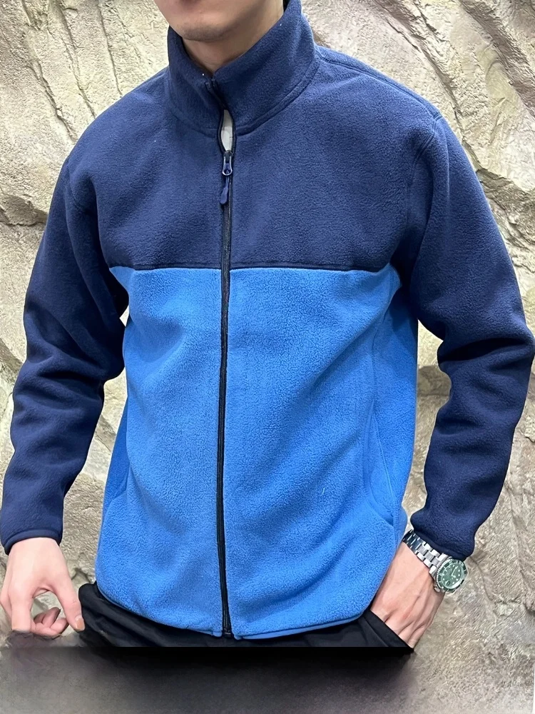 

Двустороннее пальто Fce Jaet на молнии, мужская теплая верхняя одежда, молодежная куртка-стойка из полиэфирного волокна, длинный воротник-стойка