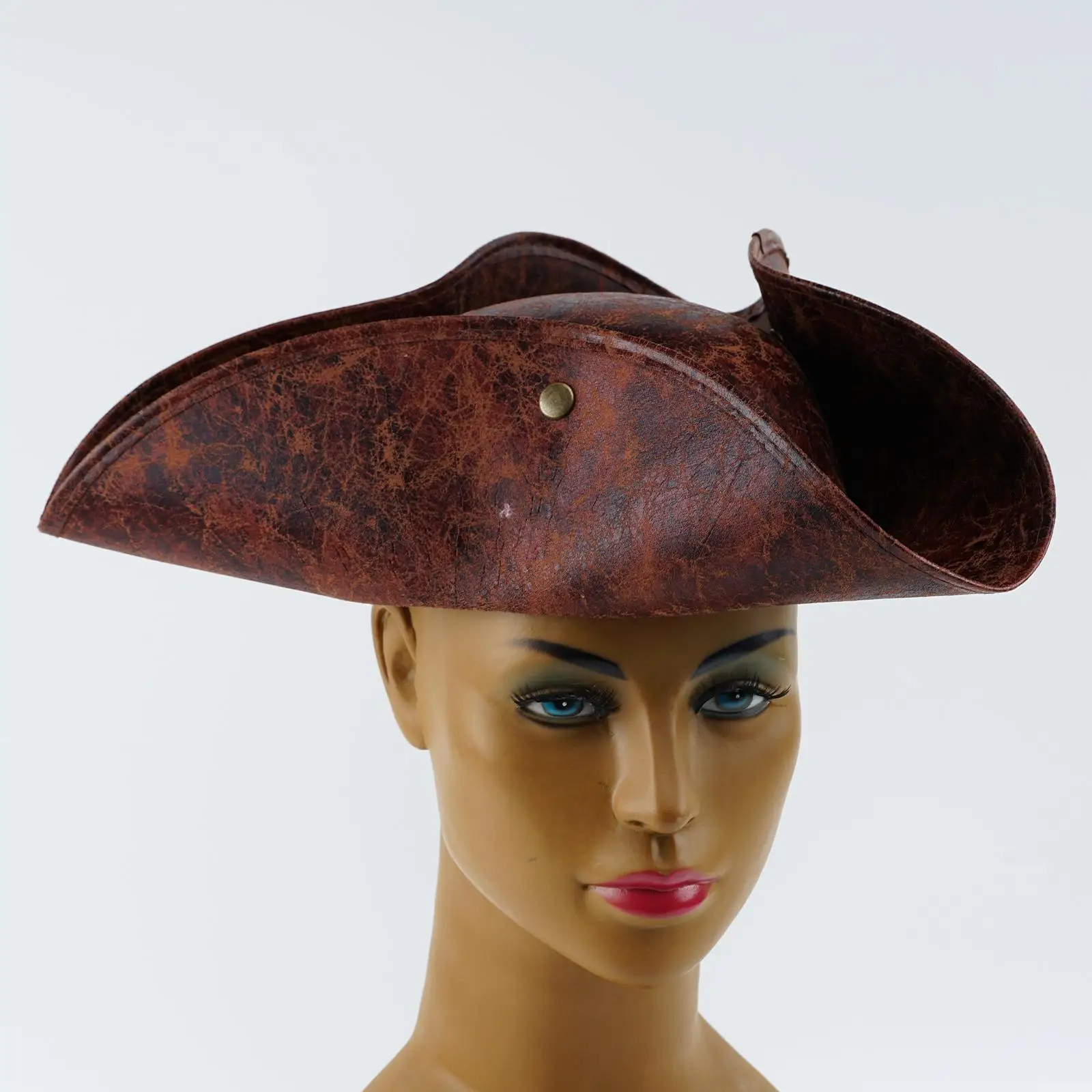 Sombrero de pirata de piel sintética para hombres y mujeres adultos, sombrero de pirata marrón, sombrero de capitán, accesorios de disfraz de Cosplay de Halloween Retro