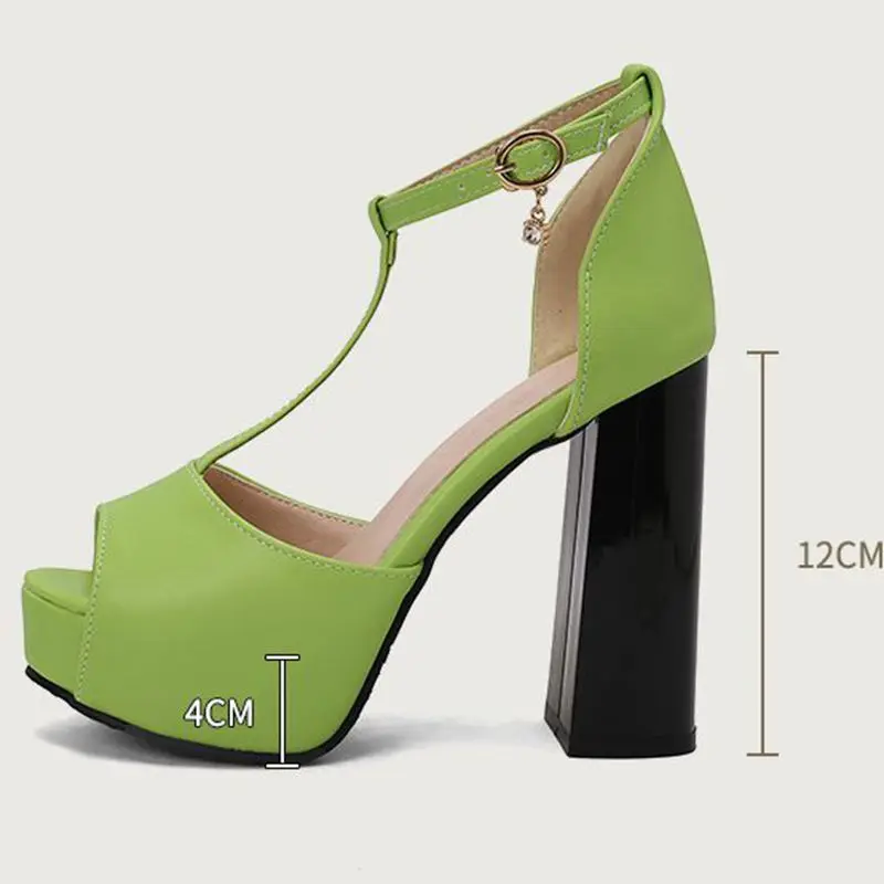 

SIMLOVEYO 2025 Новые туфли на массивном каблуке 12 см на платформе с Т-образным ремешком, большой размер 48 49 50 Сексуальная обувь для вечеринок Дизайн женских сандалий с открытым носком