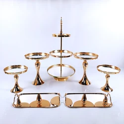 Silver Gold 7-10pcs  Electroplate Metal  Crystal Cake Stand Set Display Wedding Birthday Party Dessert  Cupcake Plate Rack