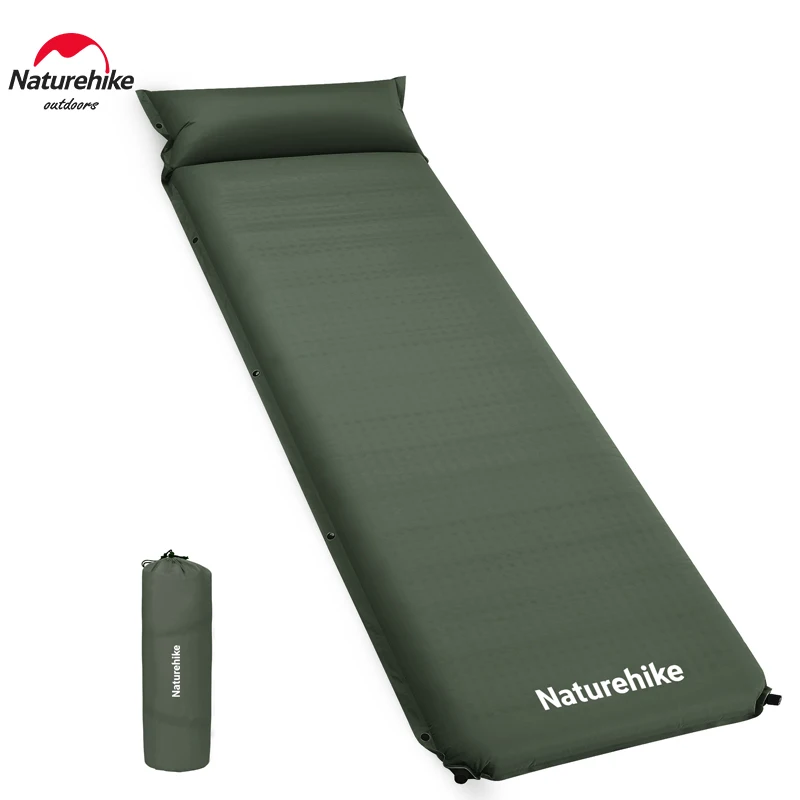 Naturehike D04 Foam Automatic Inflatable Sleeping Mat with PillowOutdoor Camping Mat Moisture Resistant Mat