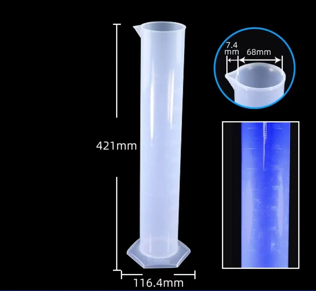 blue line calibration plastic measuring cylinder 1000ml Chemical experimental apparatus consumables free shipping