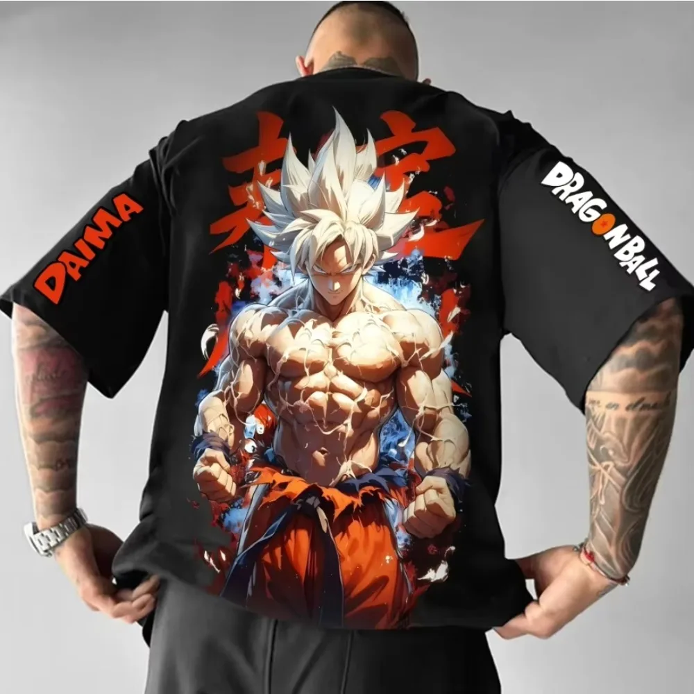 ドラゴンボールアニメ新超サイヤ人Tシャツ2025夏新作メンズ＆レディースストリートルーズカジュアルプラスサイズ親子服