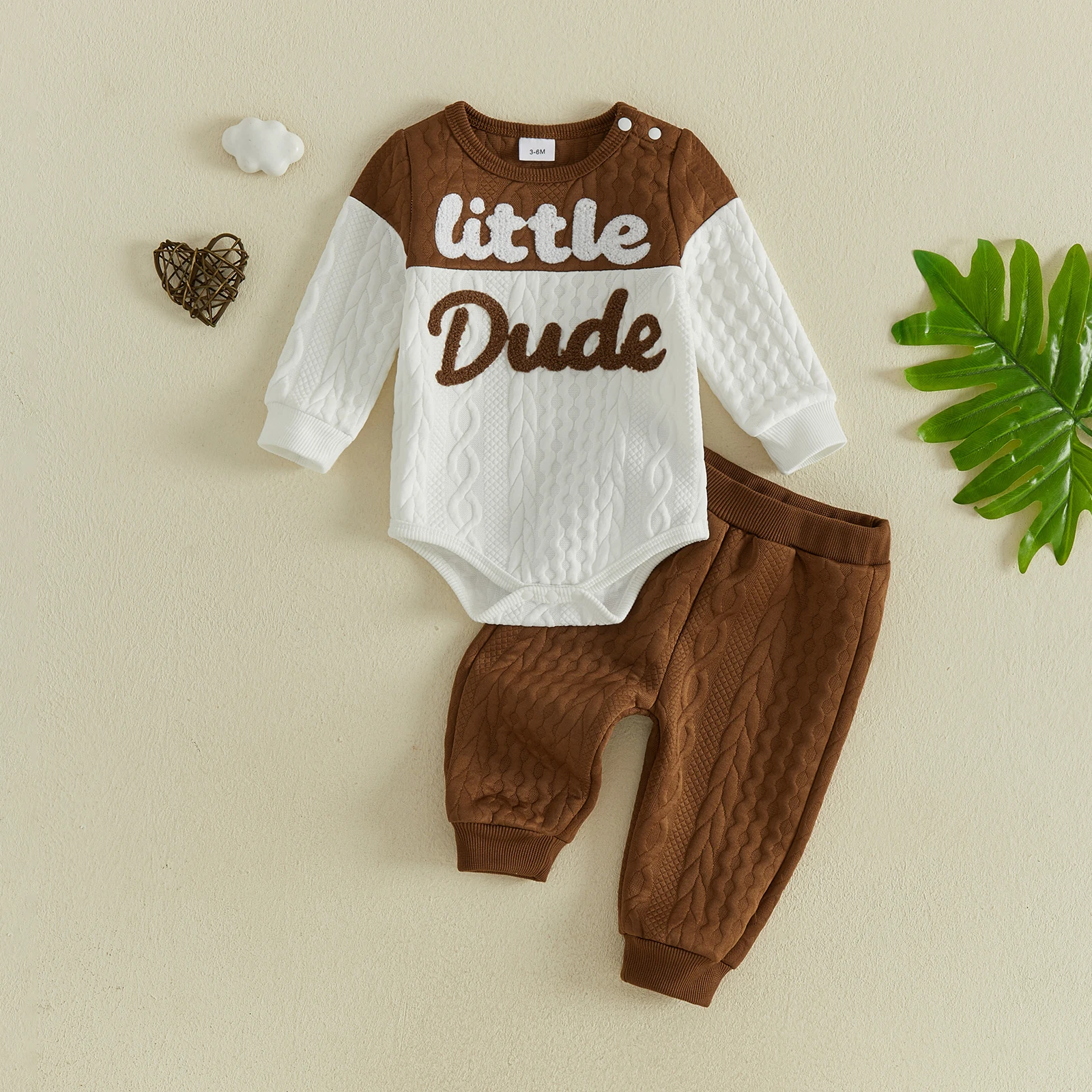 Baby Boys Fall Outfits Long Sleeve Letter Embroidery Romper Pants Set Fashion Boys Autumn Clothing Set