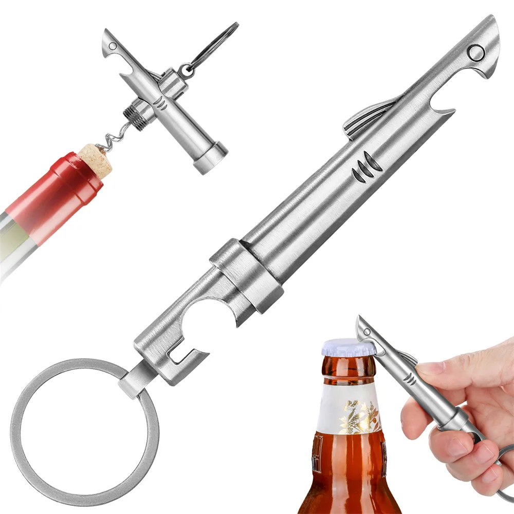 Portable Keychain Corkscrews Wine Bottle Openers Beer Opener Novel Shark Design Handheld Kitchen Bar Tools Gift for Wine Lovers