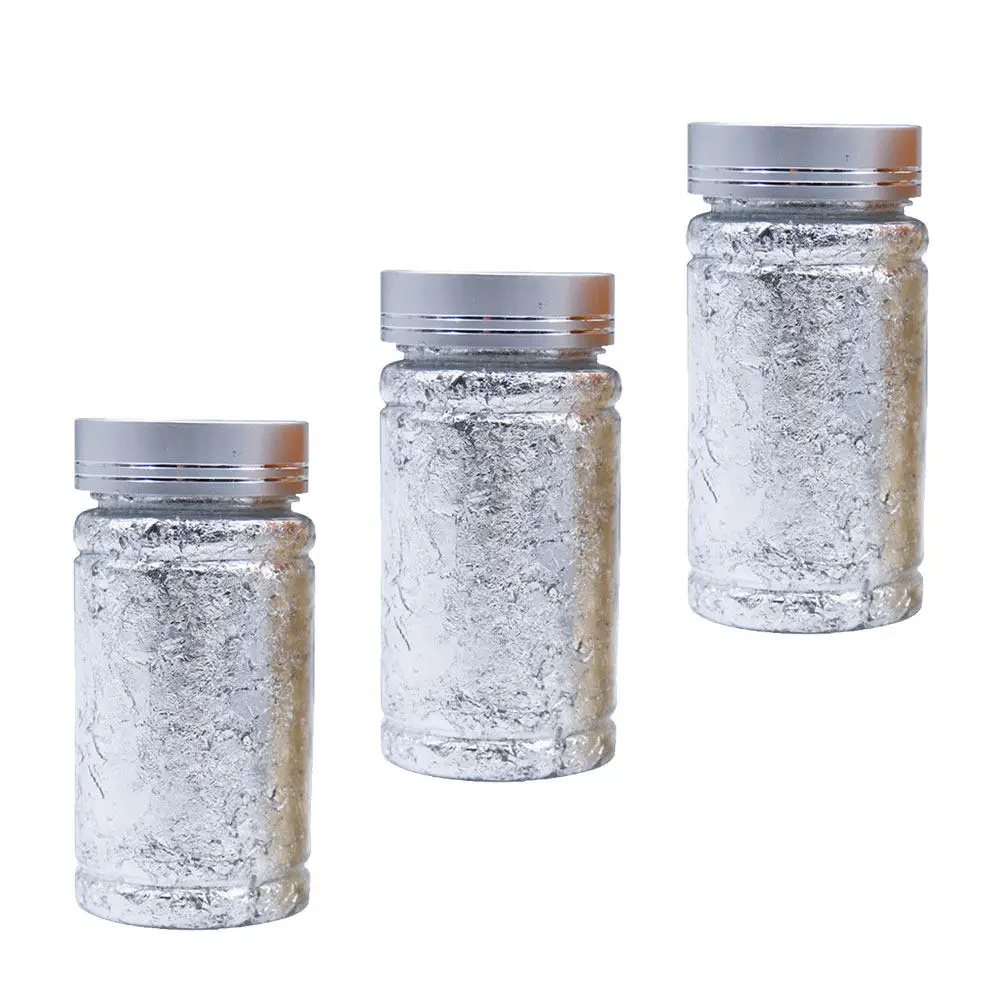 

3 pcs 3G Mini Bottle Nail Art Tip Silver Foil Paper For Diy Nails Phone Case Invitation Card Body Art Craft Decor Gold Silver