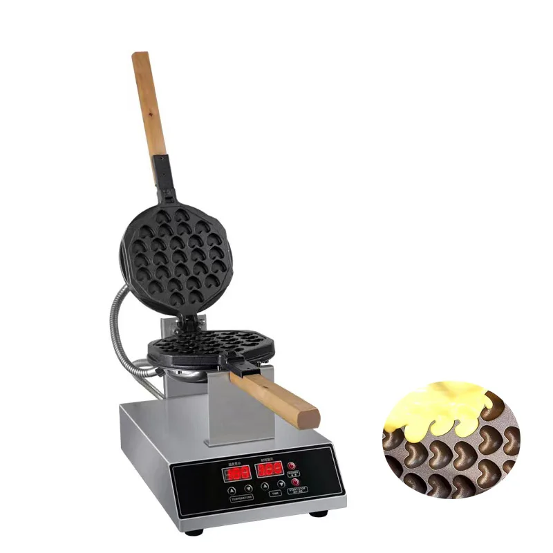 Heart-Shaped Eggettes Bubble Puff Waffle Maker Machine Commercial Hong Kong Egg Waffle Making Machines