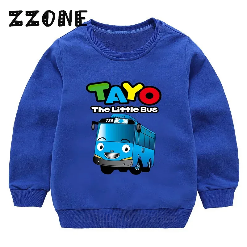 Kids Sweatshirts Tayo the Little Bus Print Cartoon Children Hoodies Spring Autumn Baby Pullover Outwear Tops Girls Boys Clothes