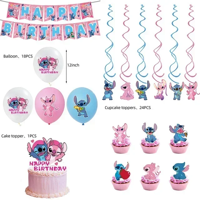 New Lilo & Stitch Birthday Party Decorations Stitch Foil Balloons Disposable Tableware Backdrop Plate Napkin Kids Party Supplies