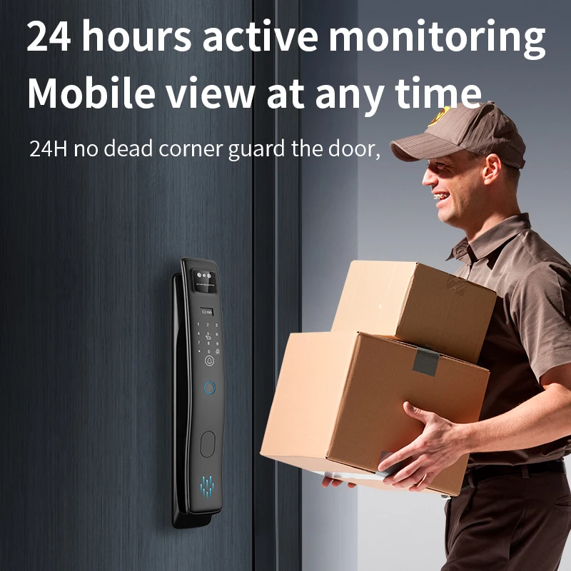 التعرف على الوجه قفل ذكي تويا فيديو إنترفون واي فاي بصمة الباب آمن الوصول إلى شقة المنزل