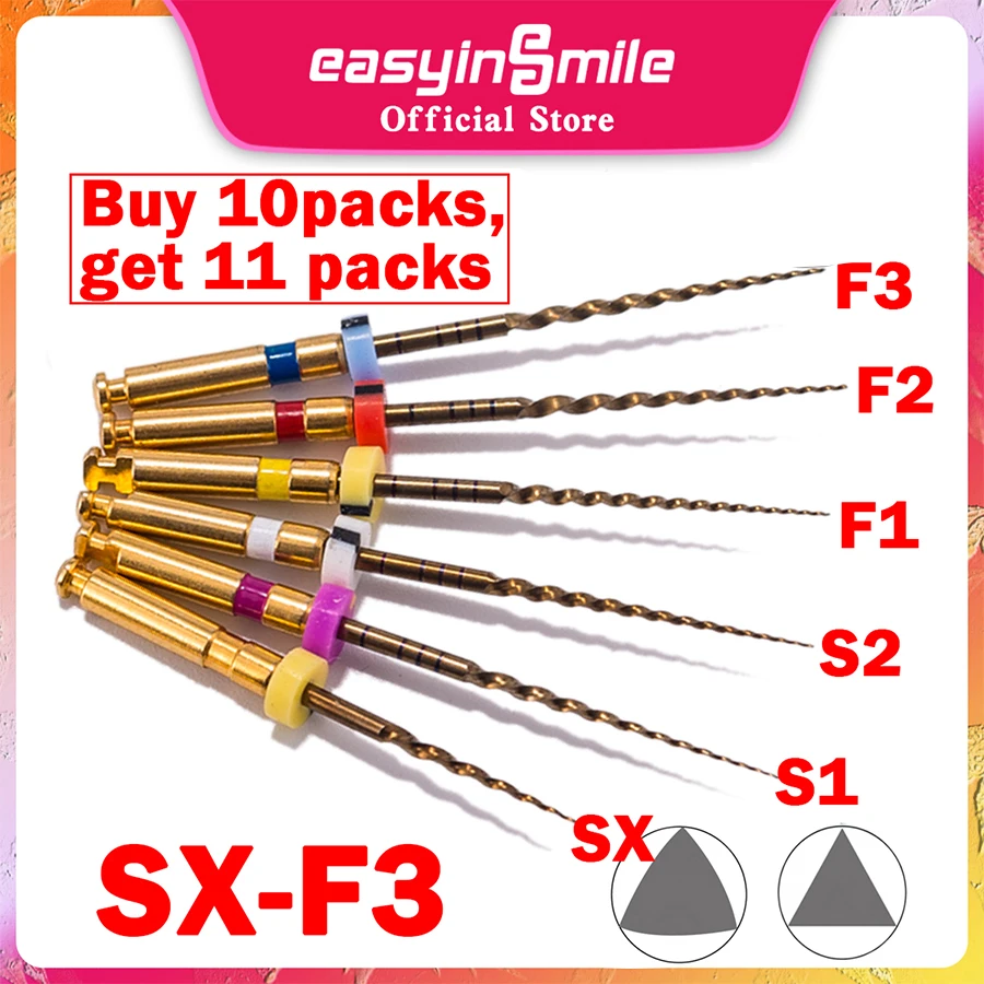 

Dental Rotary X-Pro Gold Taper Files Endodontic NITI Needle Tips SX-F3 Assorted 21/25/31mm for Dentistry Root Canal EASYINSMILE