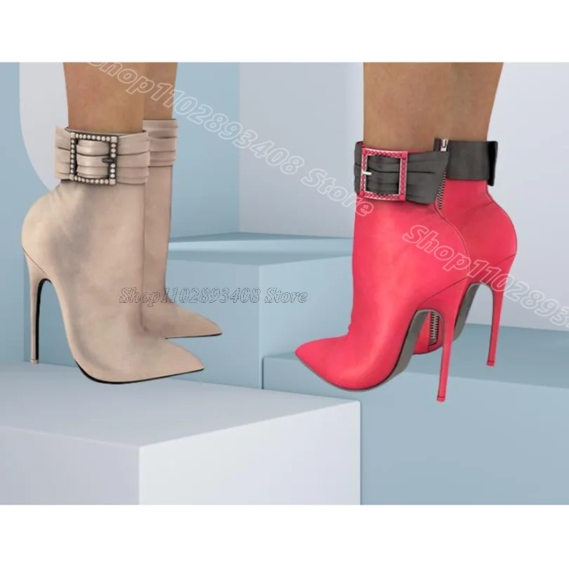 

Square Toe Stiletto Ankle Boots Pointed Toe Side Zipper British Style Fashion Women Party Dress Boots 2025 Zapatos Para Mujere