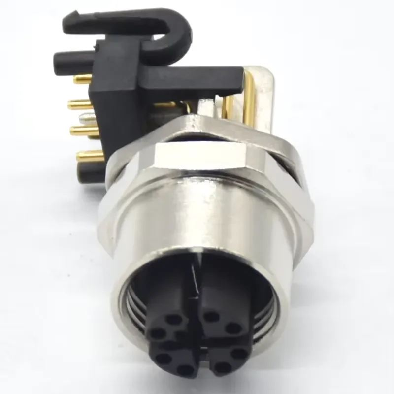 for  M12  Power Connector 8   Waterproof Curved Industrial Female Socket Terminal  Panel Connector