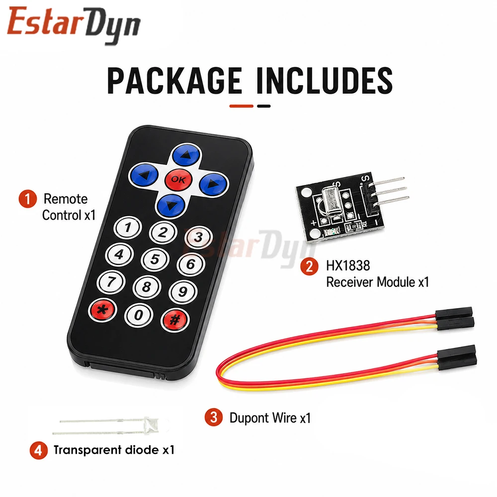 Estardyn Infrared IR Wireless Remote Control Module Kits DIY Kit HX1838 For Raspberry Pi
