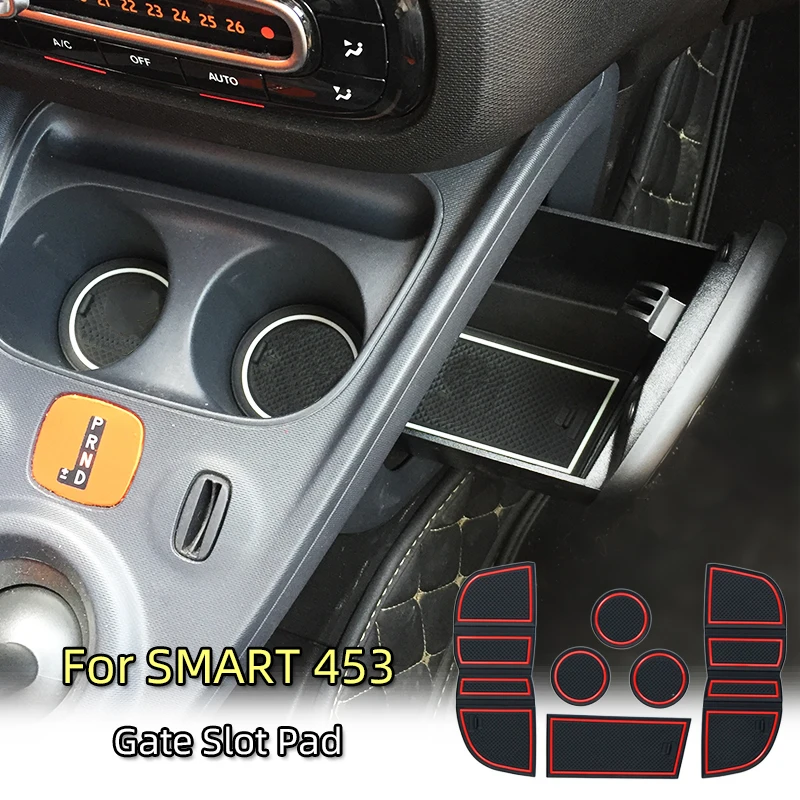 Almohadilla luminosa con ranura para puerta de Gel de sílice para Smart 453 Fortwo Forfour, almohadilla para puerta Interior de coche/alfombras antideslizantes para tazas Lumino