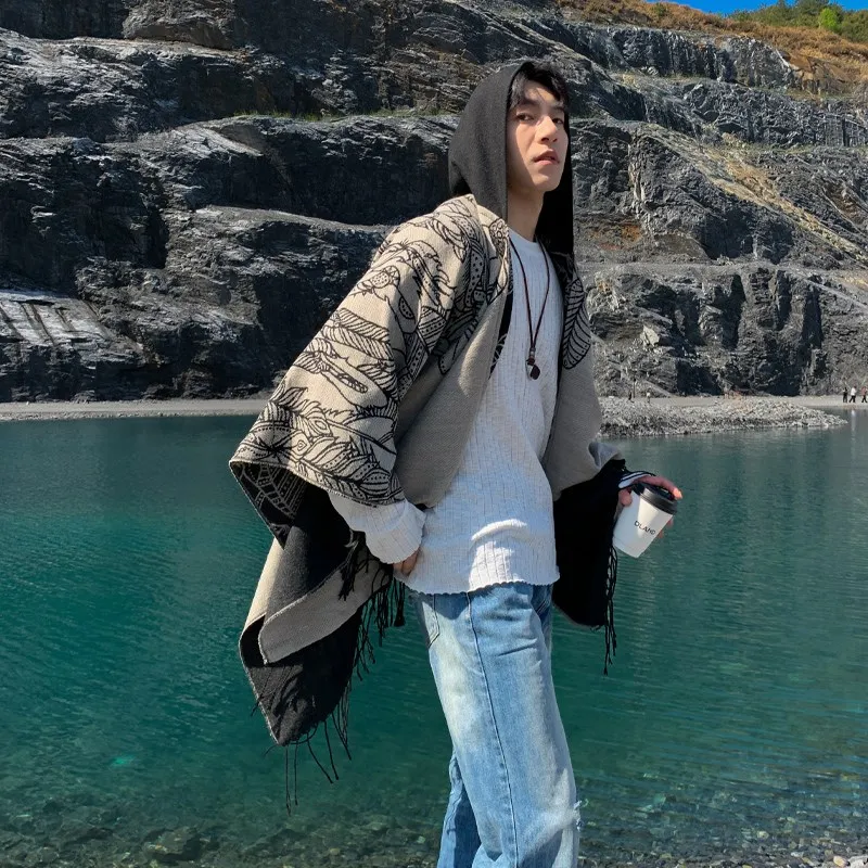 厚みのあるエスニックスタイルメンズショルダーショールカップルモデルチベット旅行暖かいショール北西部ツアー写真撮影コートユニセックス