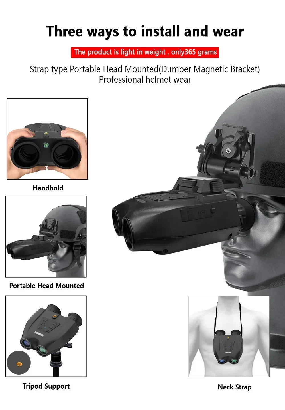 DT99 Binoculars Night Vision 8X Digital Zoom 300M Infrared 48MP 2.5K UHD Video 3D Head-mounted Telescope Camera for Hunting