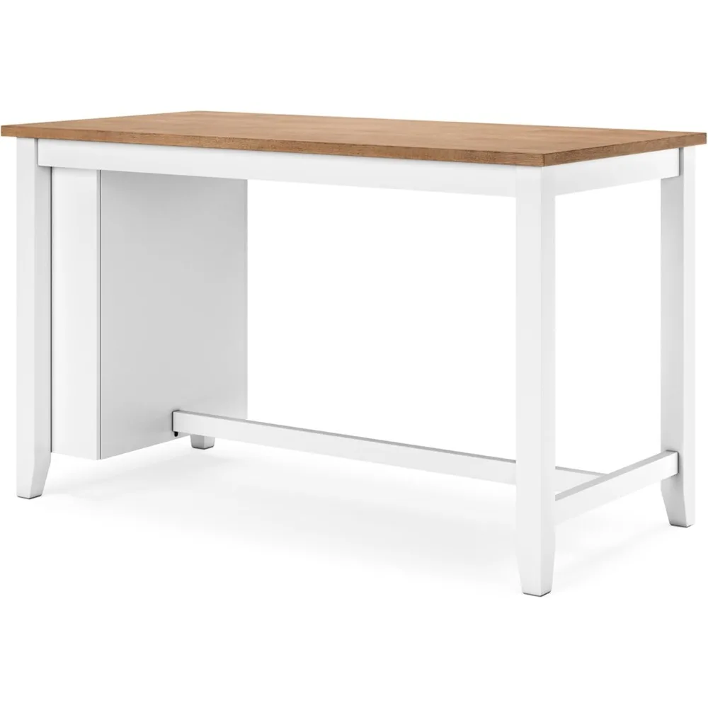 Gesthaven Farmhouse Counter Height Dining Table พร้อมชั้นวาง 3 ชั้นและฐานขาตั้ง สีน้ําตาลอ่อนและสีขาว