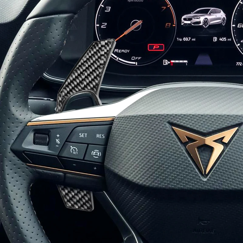 

Carbon Fiber Shifter Paddles For Cupra Formentor 2019 Ateca Leon e-Hybrid Sportstoure 2020 21 Car Steering Wheel DSG Accessories