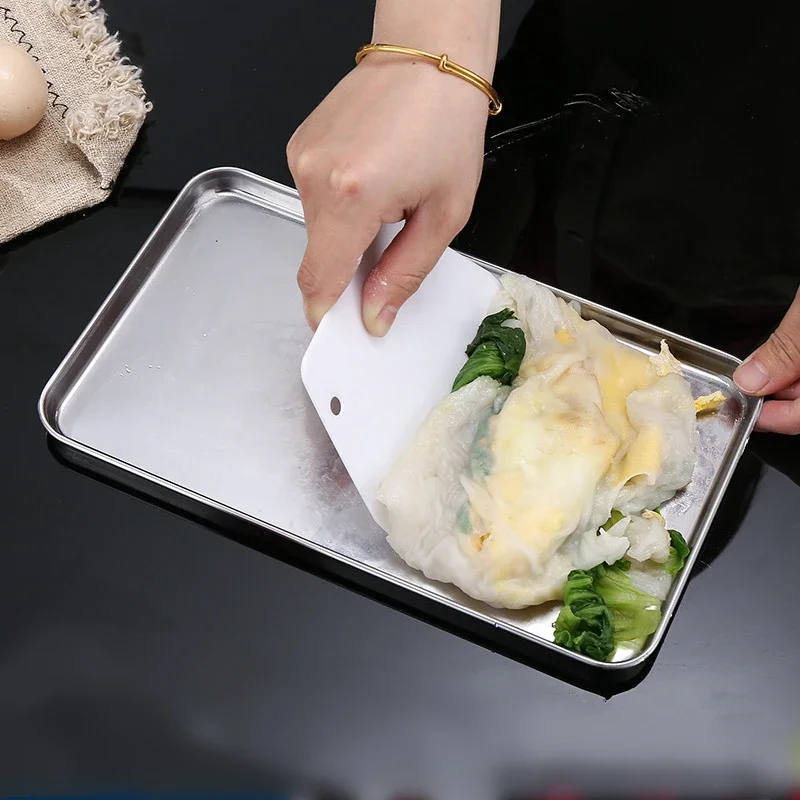 Stainless Steel Rectangle Food Storage Trays Sausage Noodles Fruit Dish Pastry Baking Plates for Restaurant Hotel Kitchen view 4