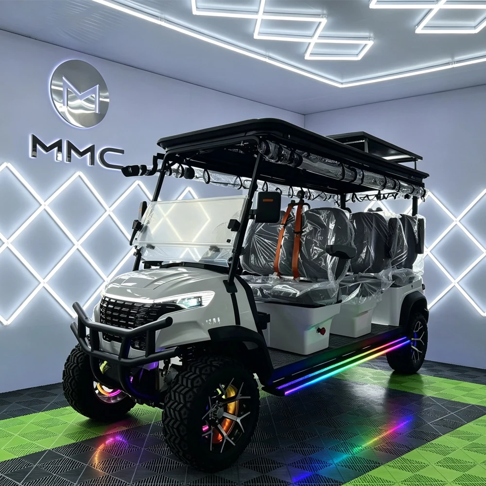 Newest Electric Golf Cart Luxury 72V Lithium Battery With LED Light Strip Flashing Chassis Lights Rear Cargo Box Golf Carts