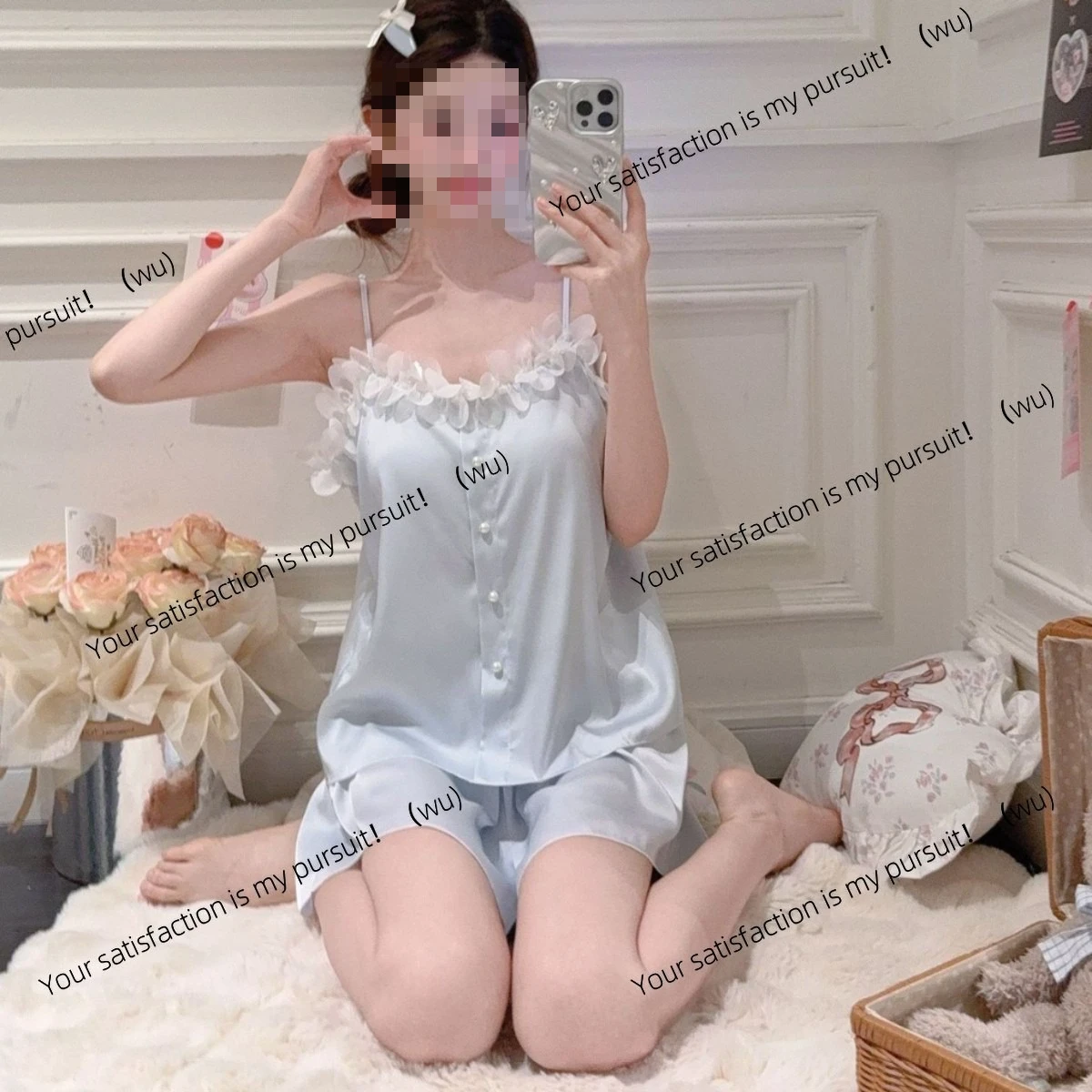 

Девичьи шорты на подтяжках, пижамы, сексуальные летние новые комплекты домашней одежды из ледяного шелка, милые кружевные корейские пижамы