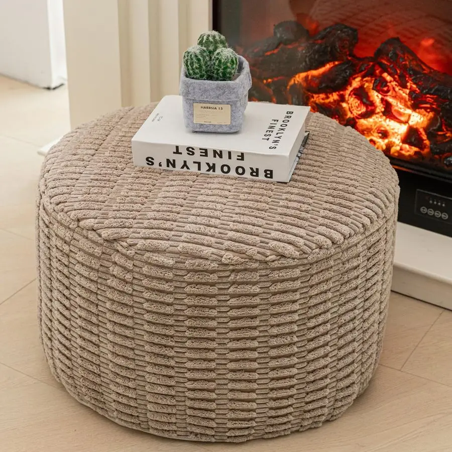 

Pouf Ottoman Stuffed Round Modern Foam Filled Ottoman Foot Rest Poufs for Living Room Chair Decorative Boho Foot Stool for Wedd