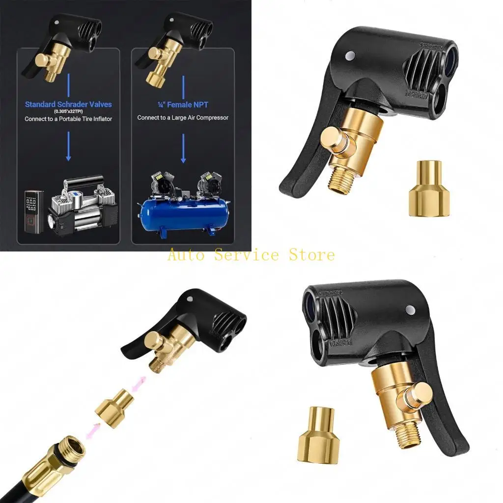 462A Lock on Tire Chuck Heavy Duty Self-Locking Air Chuck 1/4Npt for Tire Inflator Gauges Compressor Accessories Leak Proof